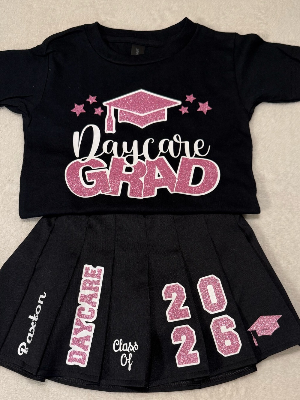 2026 Daycare Grad Black Skirt with Pink Accents